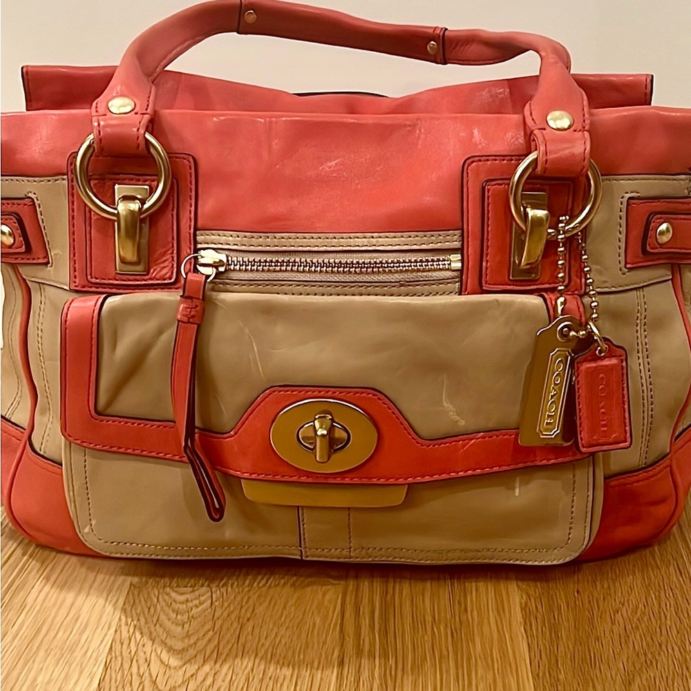 COACH Genuine Leather Double Zip Satchel - Picture 3 of 13